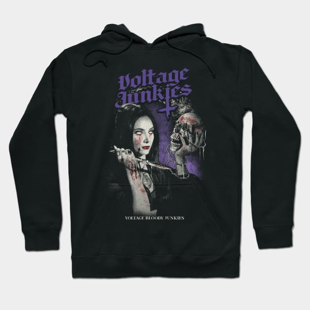 Skull Bloody Skull Hoodie by Voltage Junkies Apparel